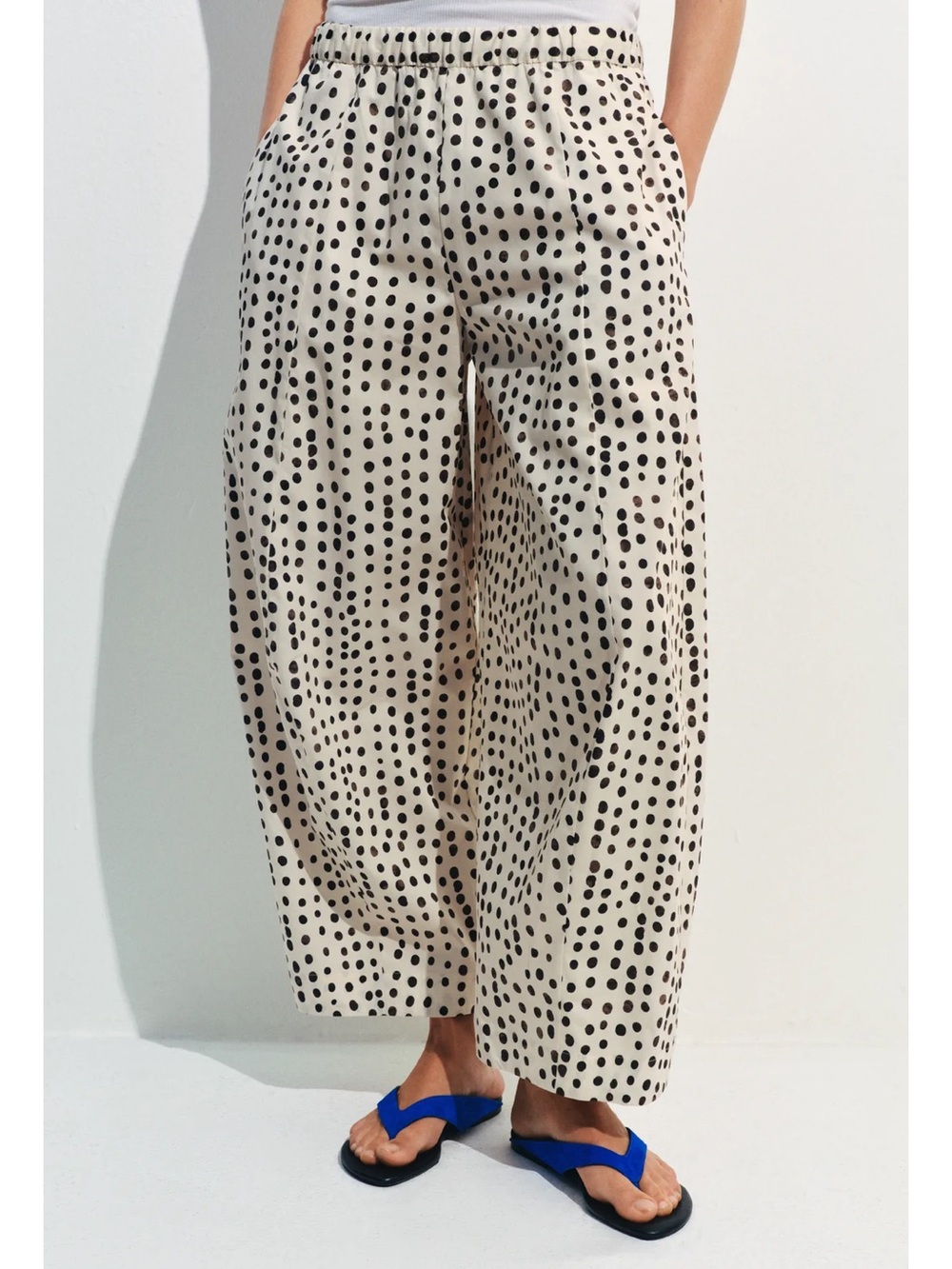 Zara ZW COLLECTION POLKA DOT PAJAMA PANTS - Picture 2 of 7